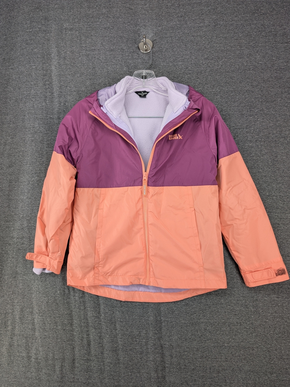 Eddie Bauer Colorblock Raincoat in Purple & Peach